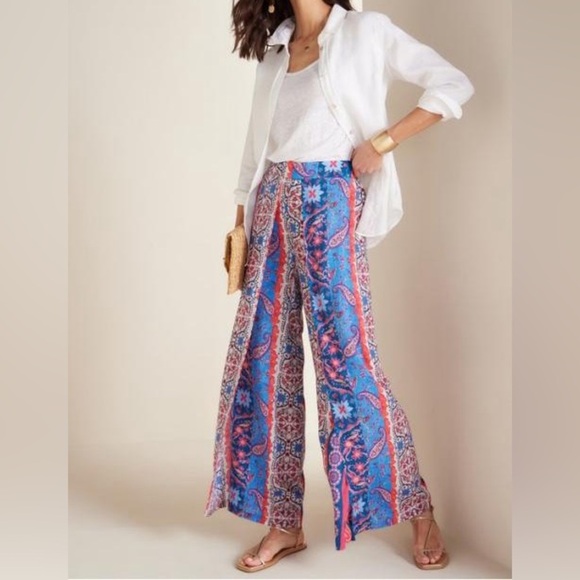 Soft Surroundings High Rise Talavera Pants Abstract Flowy Pants Size Large P - Picture 1 of 9